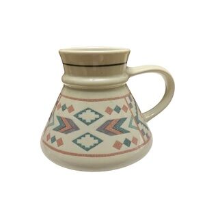 Vintage No Spill Wide Bottom Figi Coffee Mug Otagiri Rubber Bottom Aztec Design